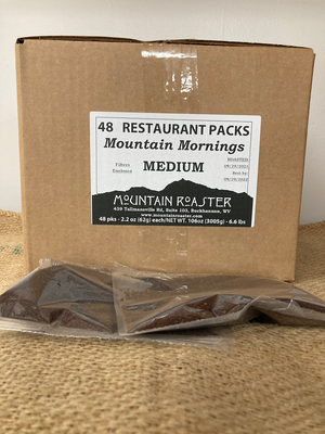 Mountain Mornings 2.2 oz. Restaurant Packs box of 48 Mountain Roaster Coffee
