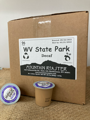 WVSP  LOGO DECAF  box of 96 pods Mountain Roaster Coffee